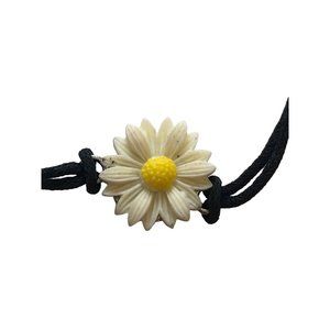 Daisy Choker Necklace 14 Inches Black Cloth‎ String